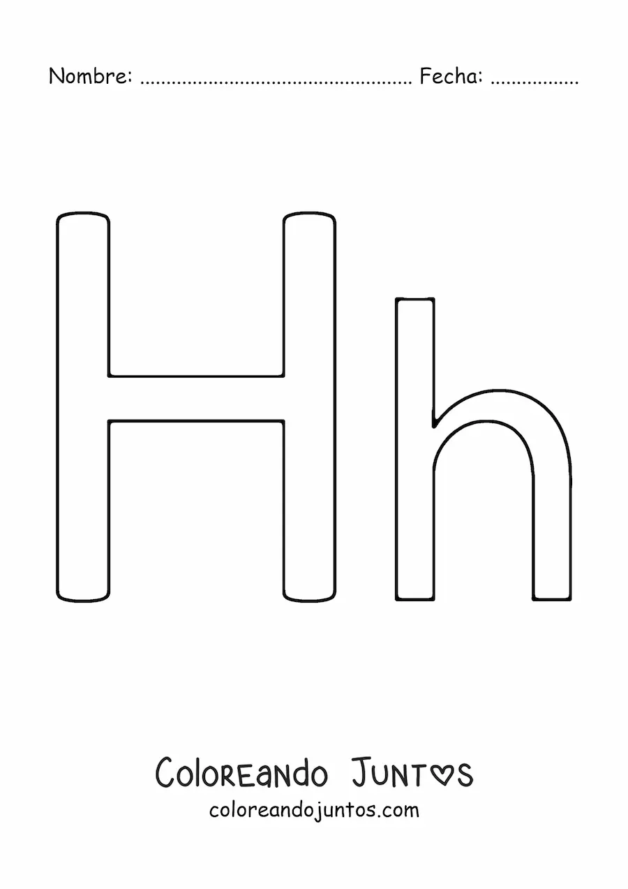 Imagen para colorear de letra h mayúscula y minúscula fácil