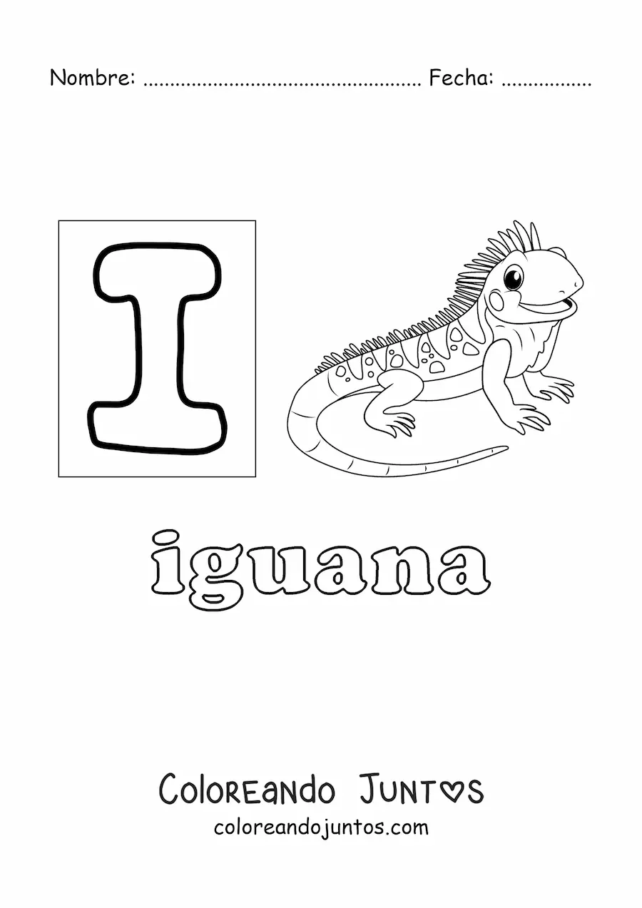 Imagen para colorear de i de iguana