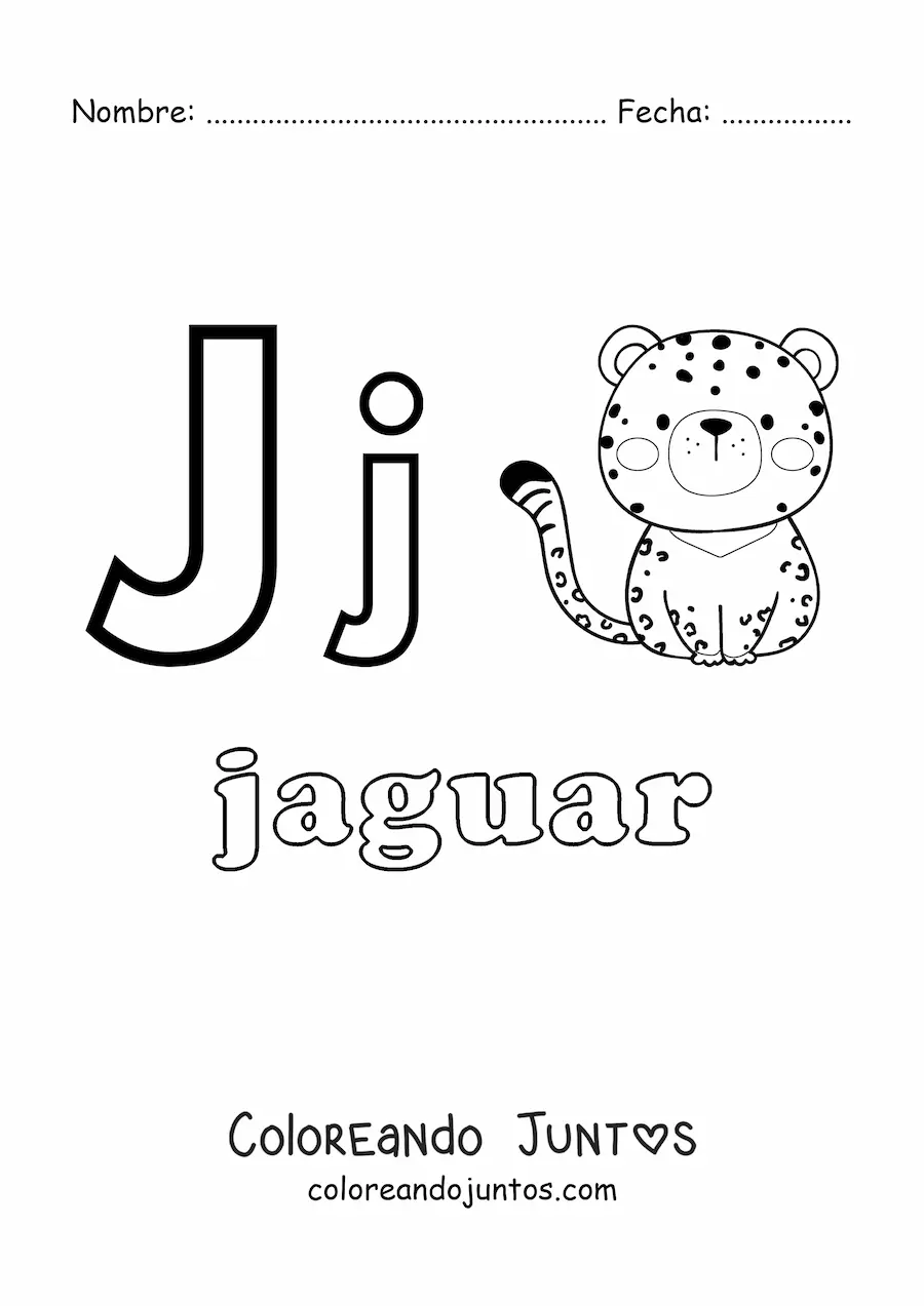 Imagen para colorear de j de jaguar