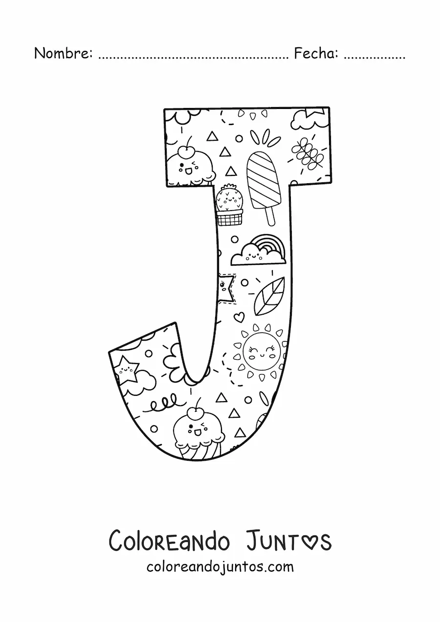 Imagen para colorear de la letra j con dibujos animados