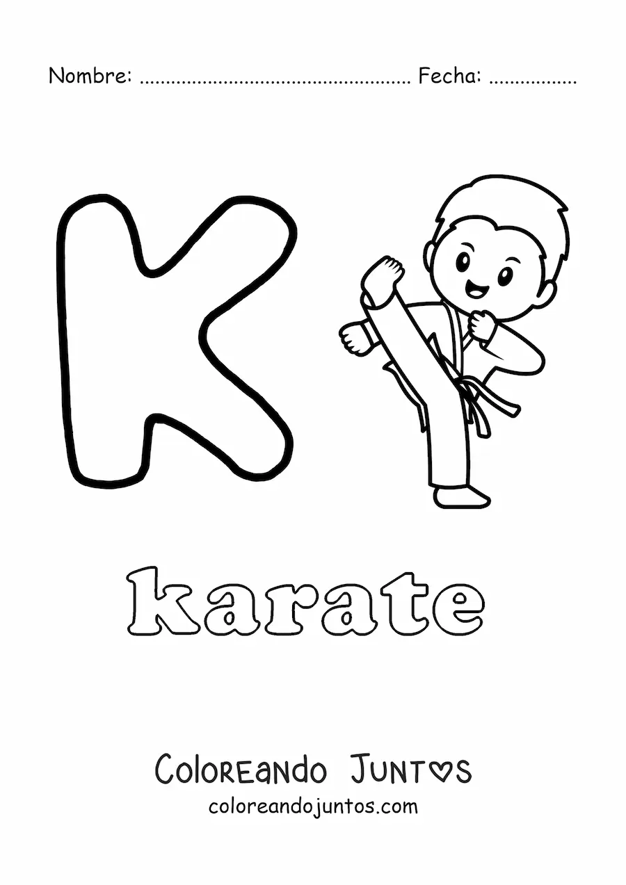 Imagen para colorear de k de karate