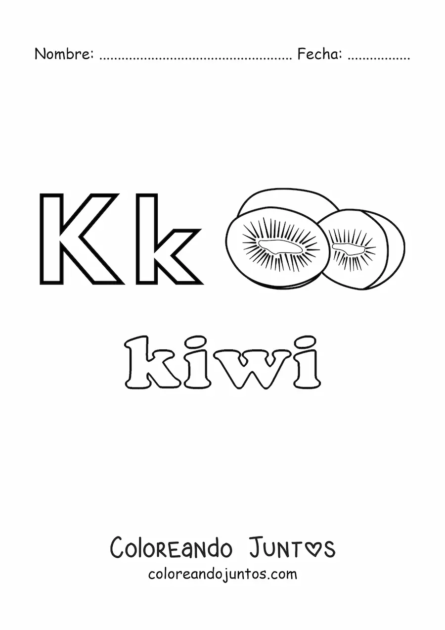 Imagen para colorear de k de kiwi