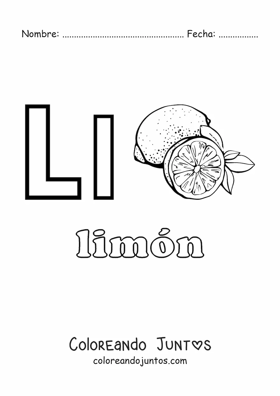 Imagen para colorear de l de limón