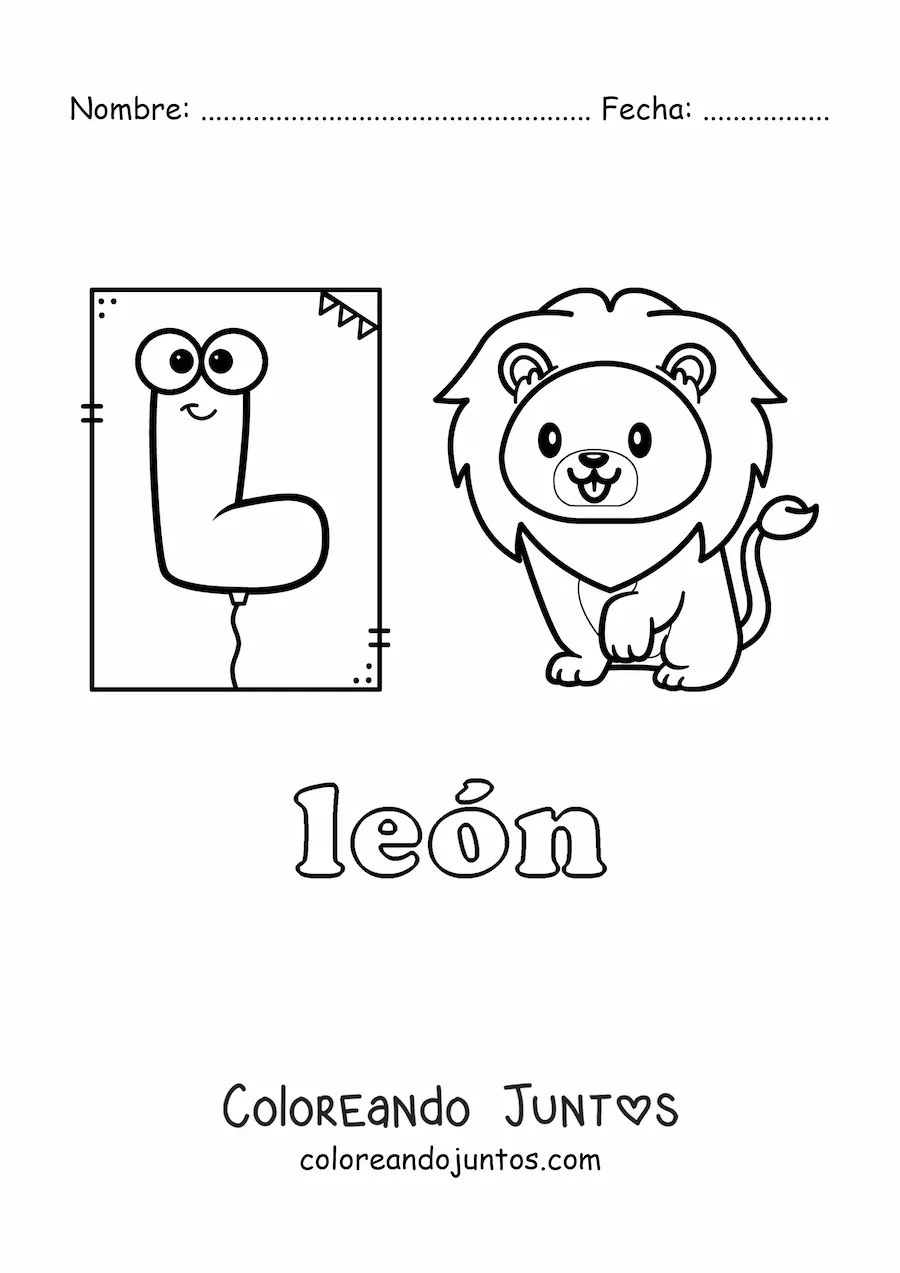 Imagen para colorear de l de león