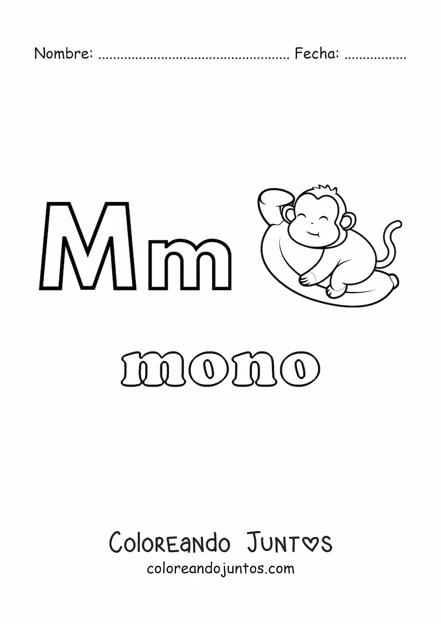 Imagen para colorear de m de mono