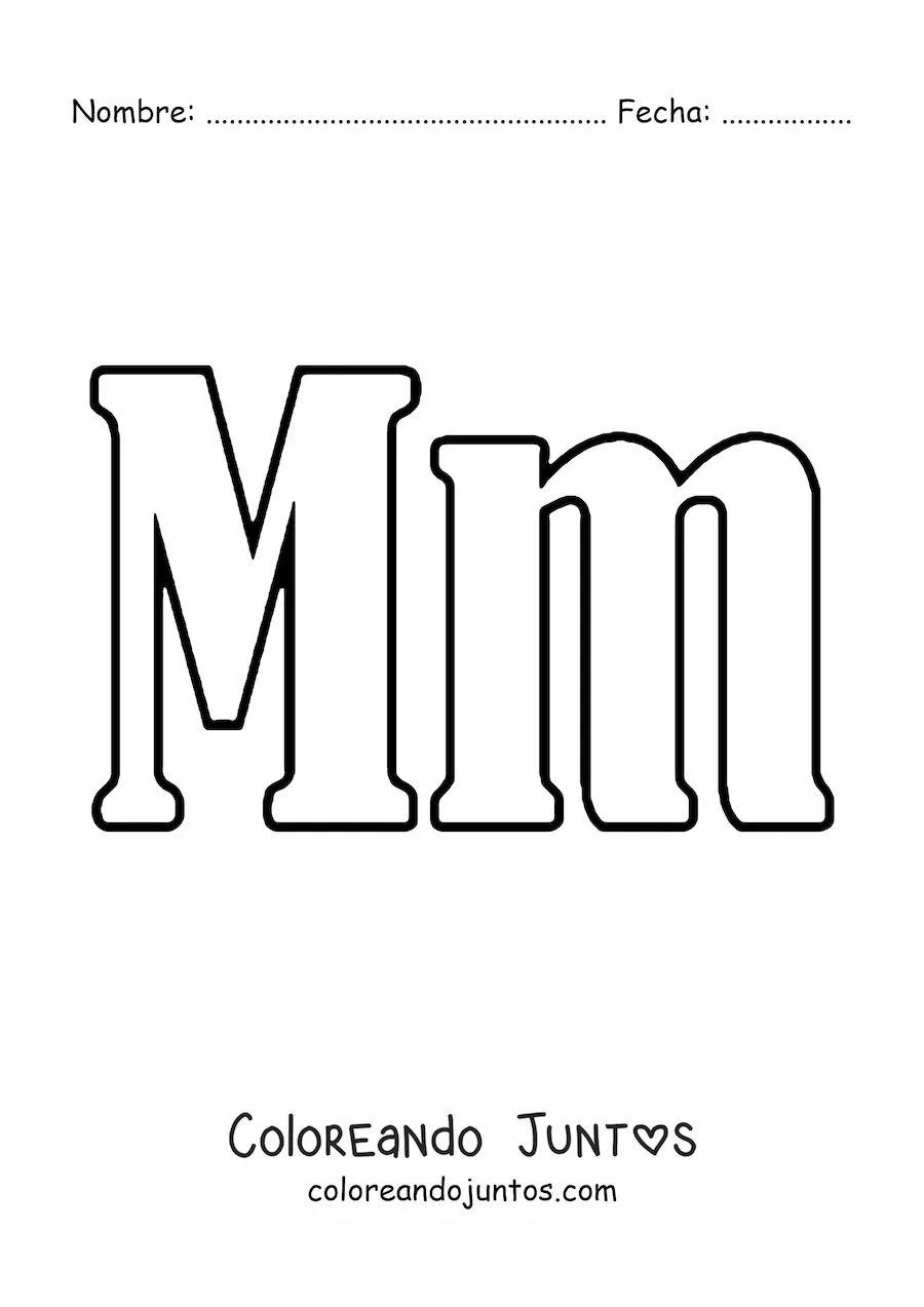 Imagen para colorear de letra m mayúscula y minúscula grande