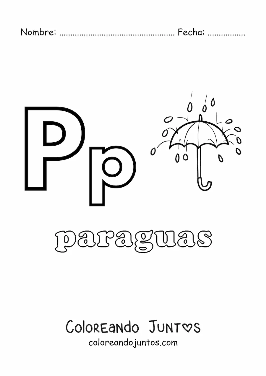 Imagen para colorear de p de paraguas