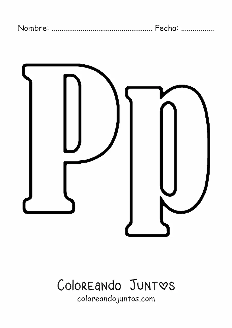 Imagen para colorear de letra p mayúscula y minúscula grande