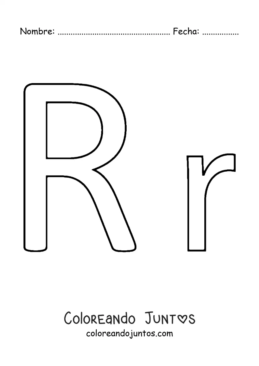 Imagen para colorear de letra r mayúscula y minúscula fácil