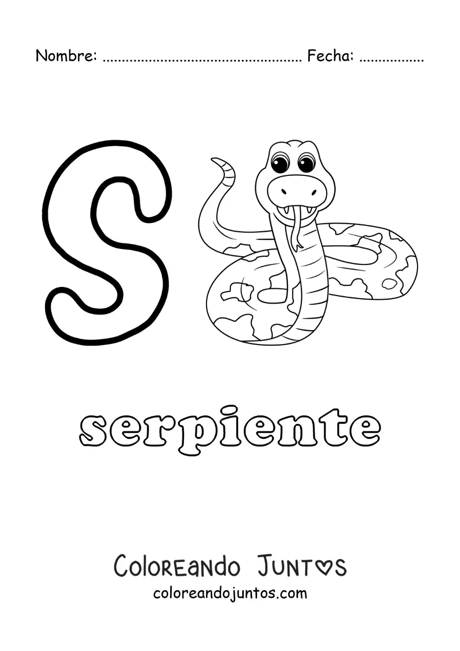 Imagen para colorear de s de serpiente