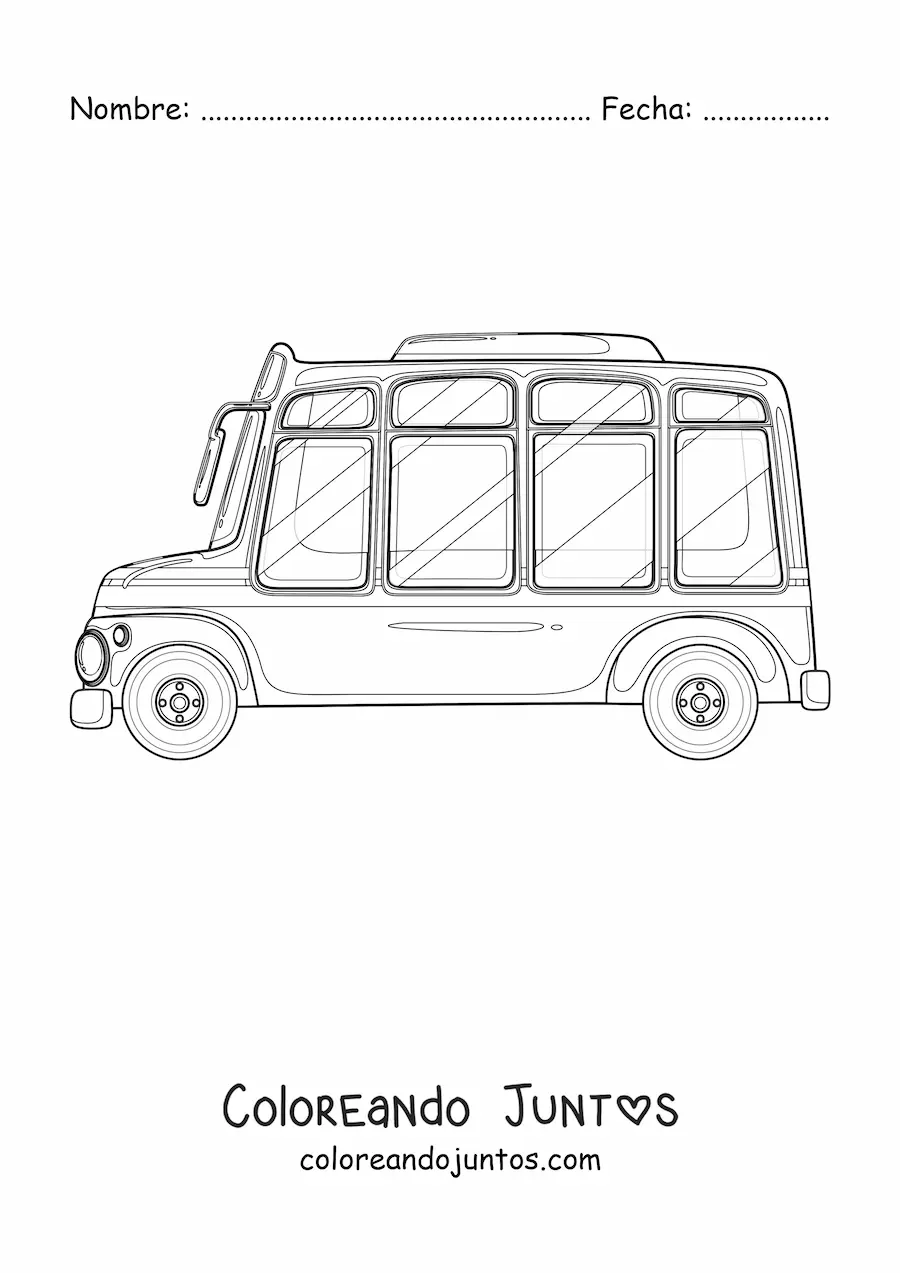 Imagen para colorear de un autobús pequeño