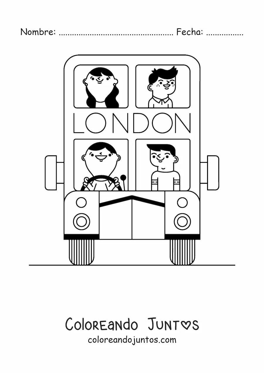 Imagen para colorear de un autobús de Londres