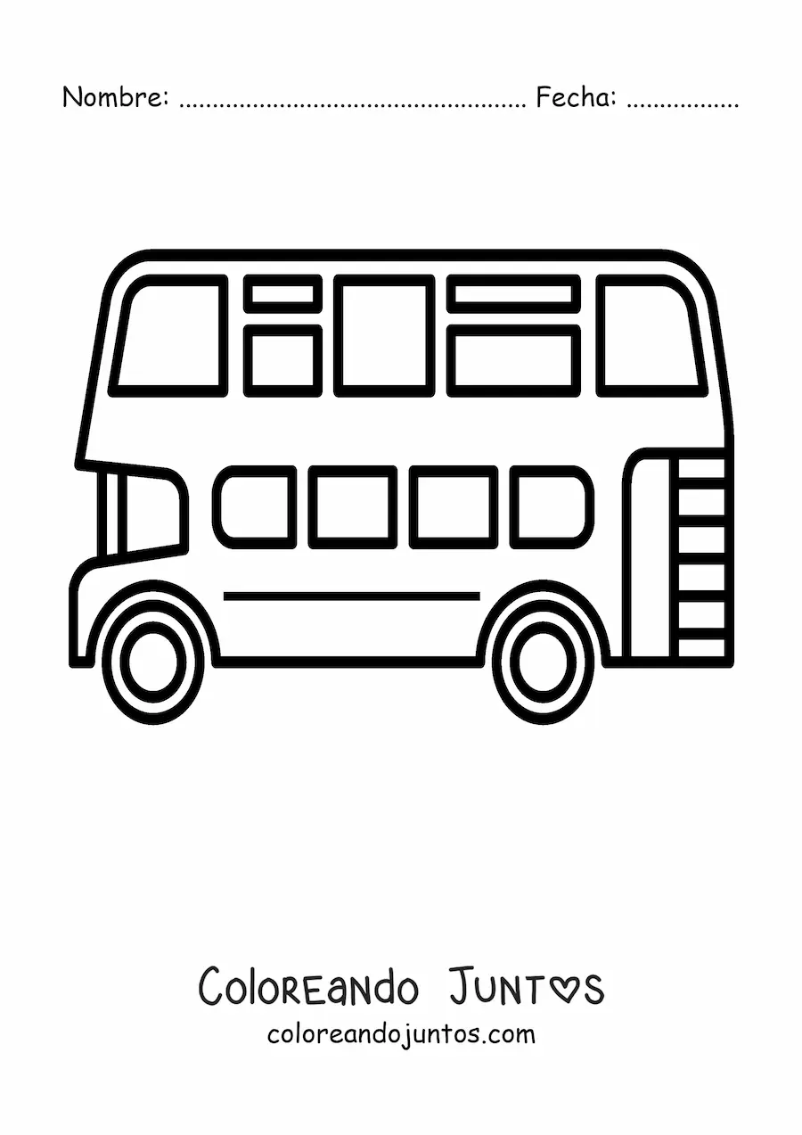 Imagen para colorear del costado de un autobús de dos pisos