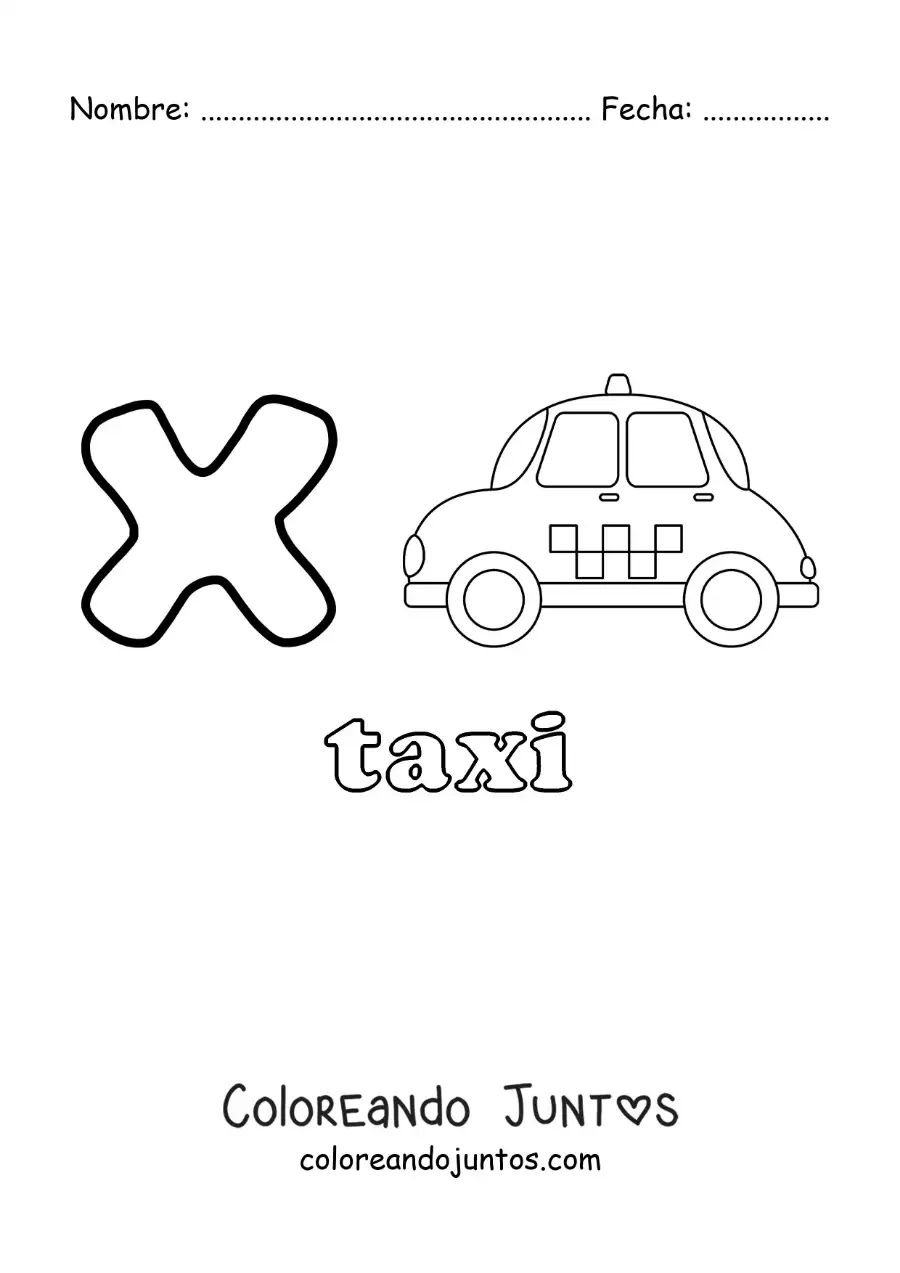 Imagen para colorear de x de taxi