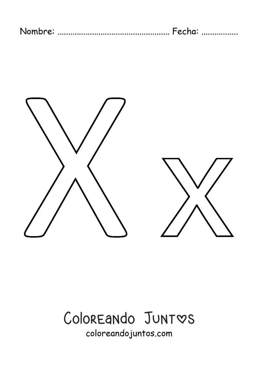 Imagen para colorear de letra x mayúscula y minúscula fácil