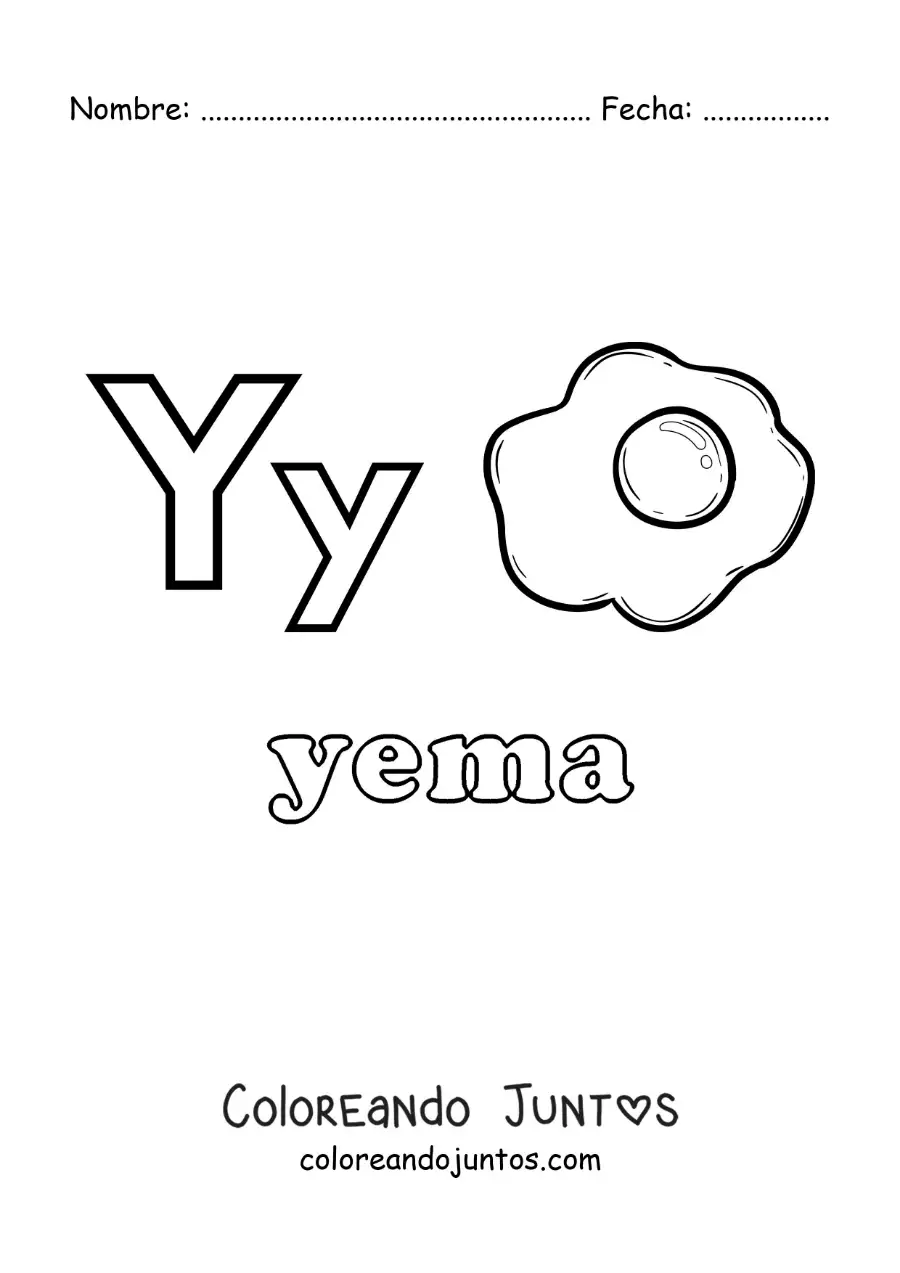 Imagen para colorear de y de yema