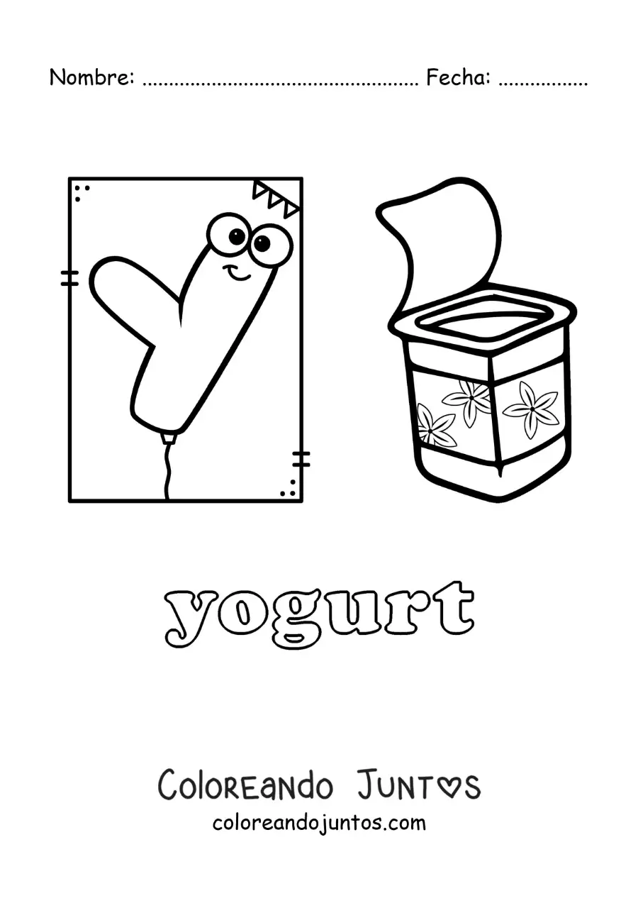 Imagen para colorear de y de yogurt