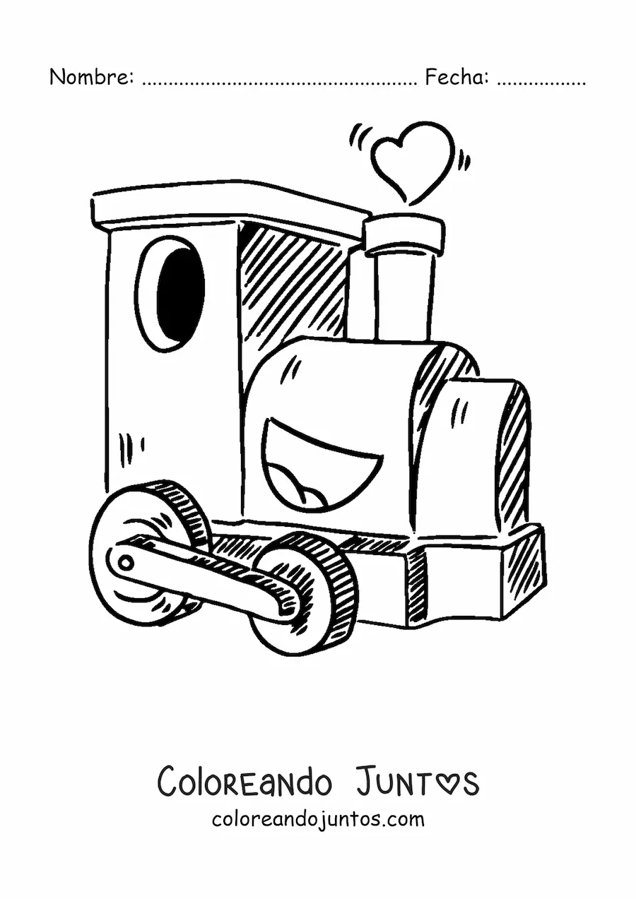 Imagen para colorear de un tren animado sonriente