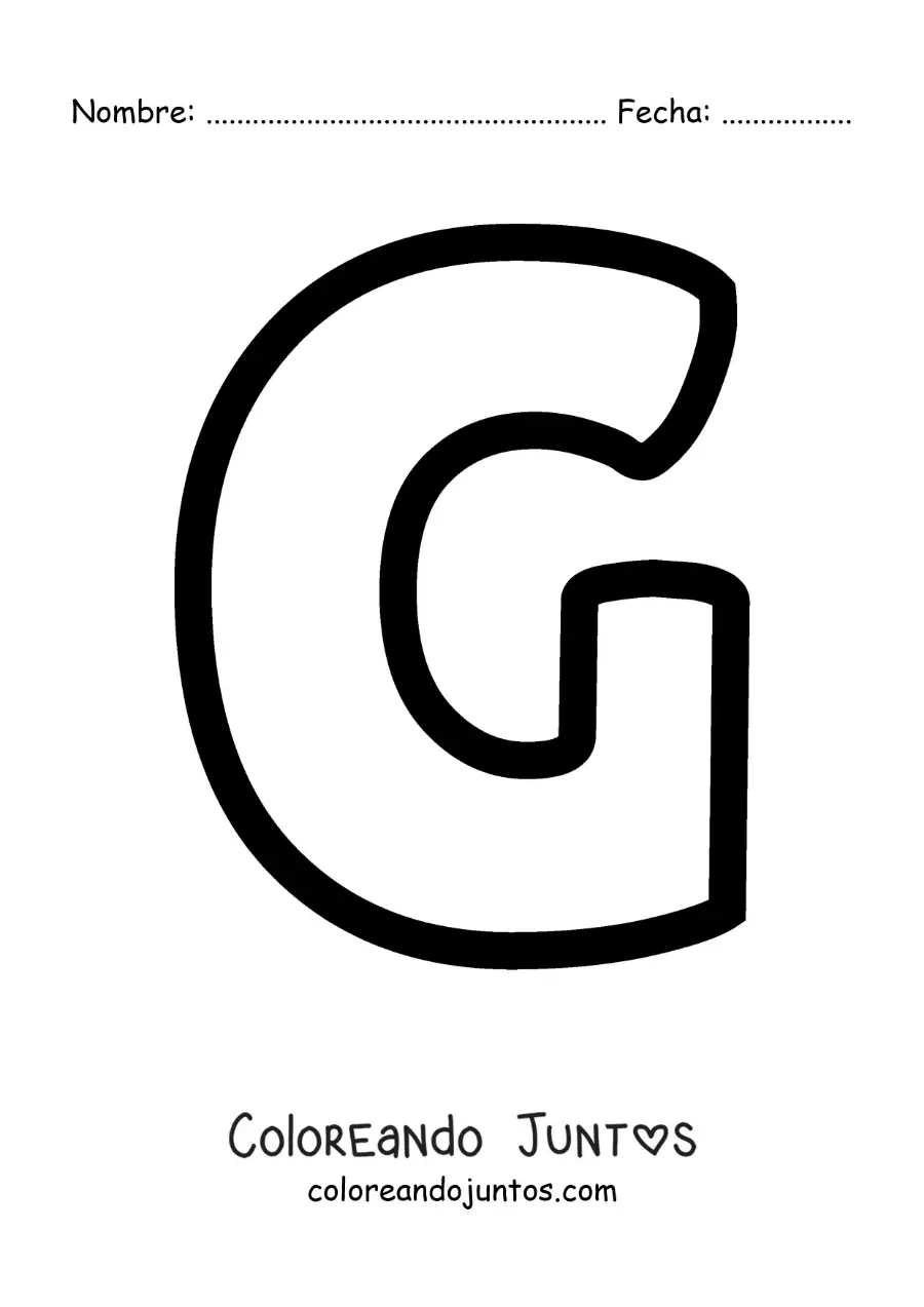 Imagen para colorear de la letra g mayúscula