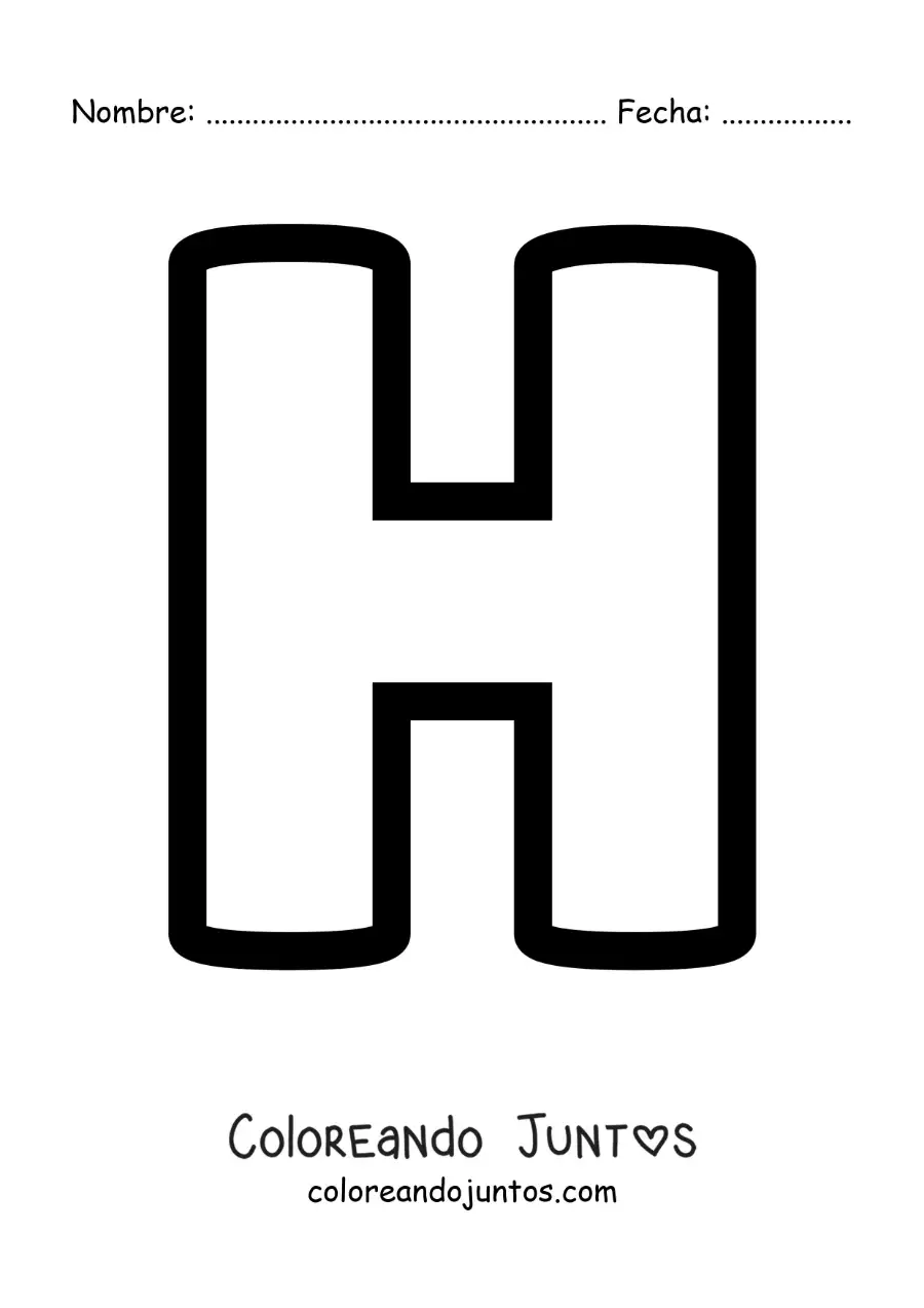 Imagen para colorear de la letra h mayúscula