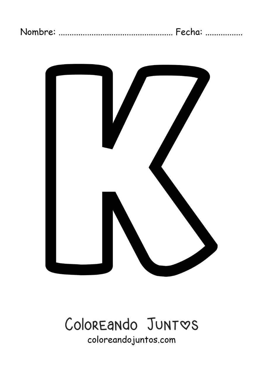 Imagen para colorear de la letra k mayúscula