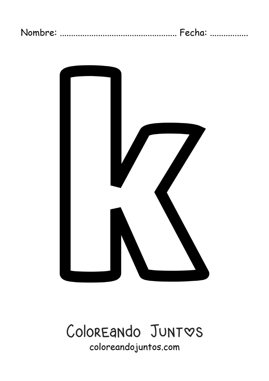 Imagen para colorear de la letra k minúscula