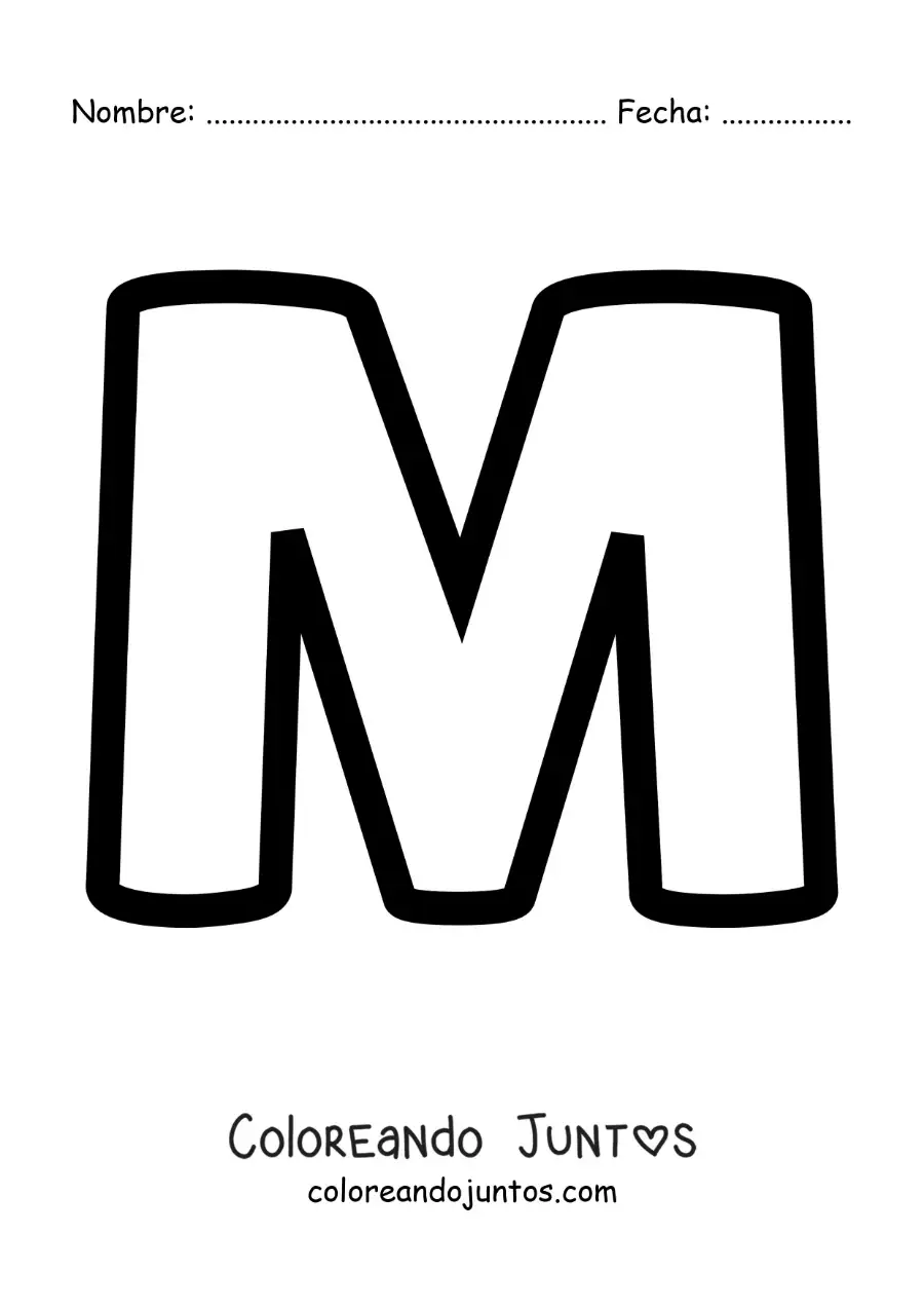 Imagen para colorear de la letra m mayúscula