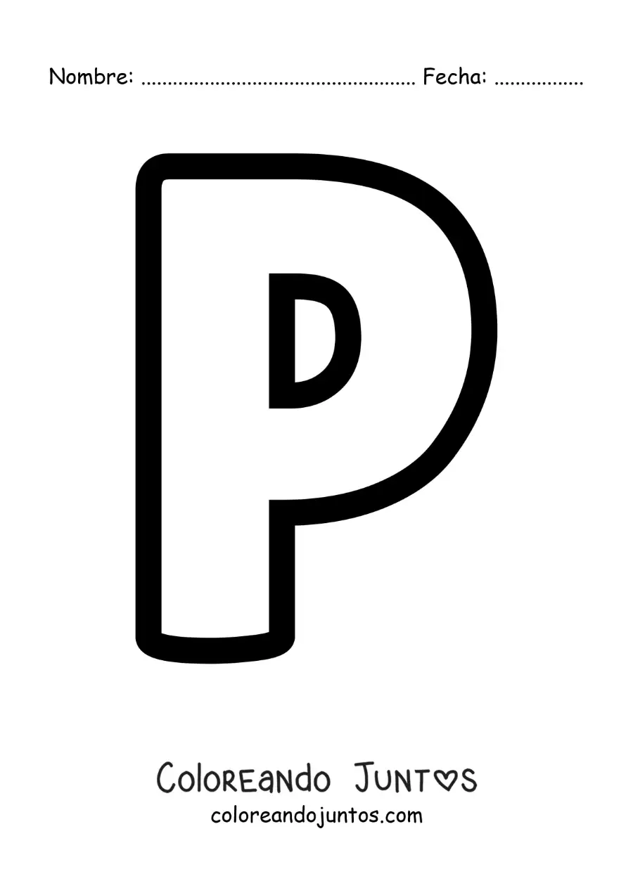 Imagen para colorear de la letra p mayúscula