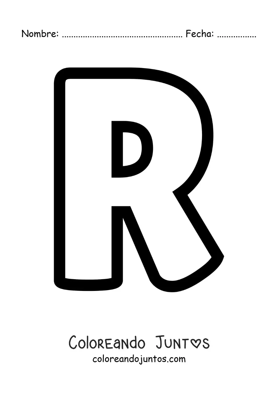 Imagen para colorear de la letra r mayúscula
