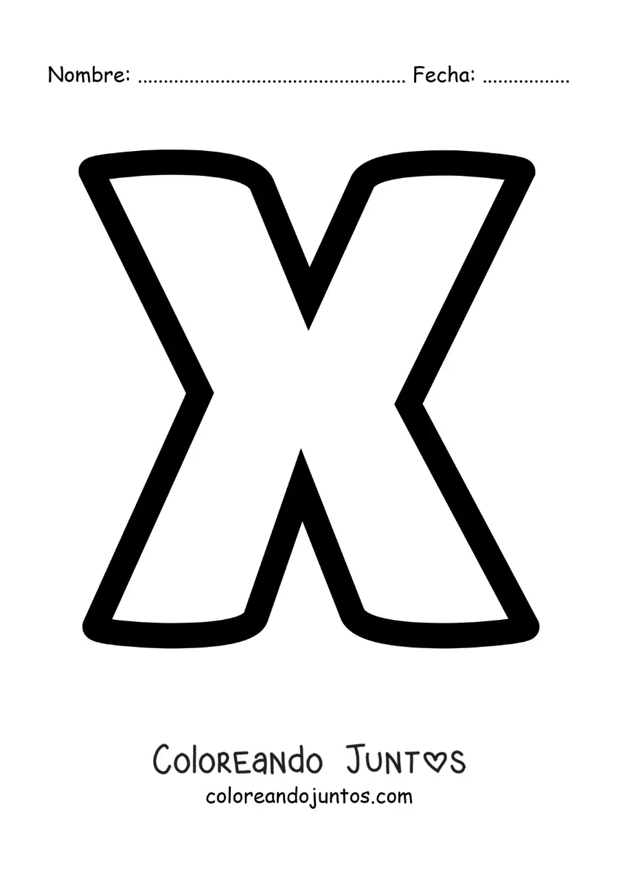Imagen para colorear de la letra x mayúscula