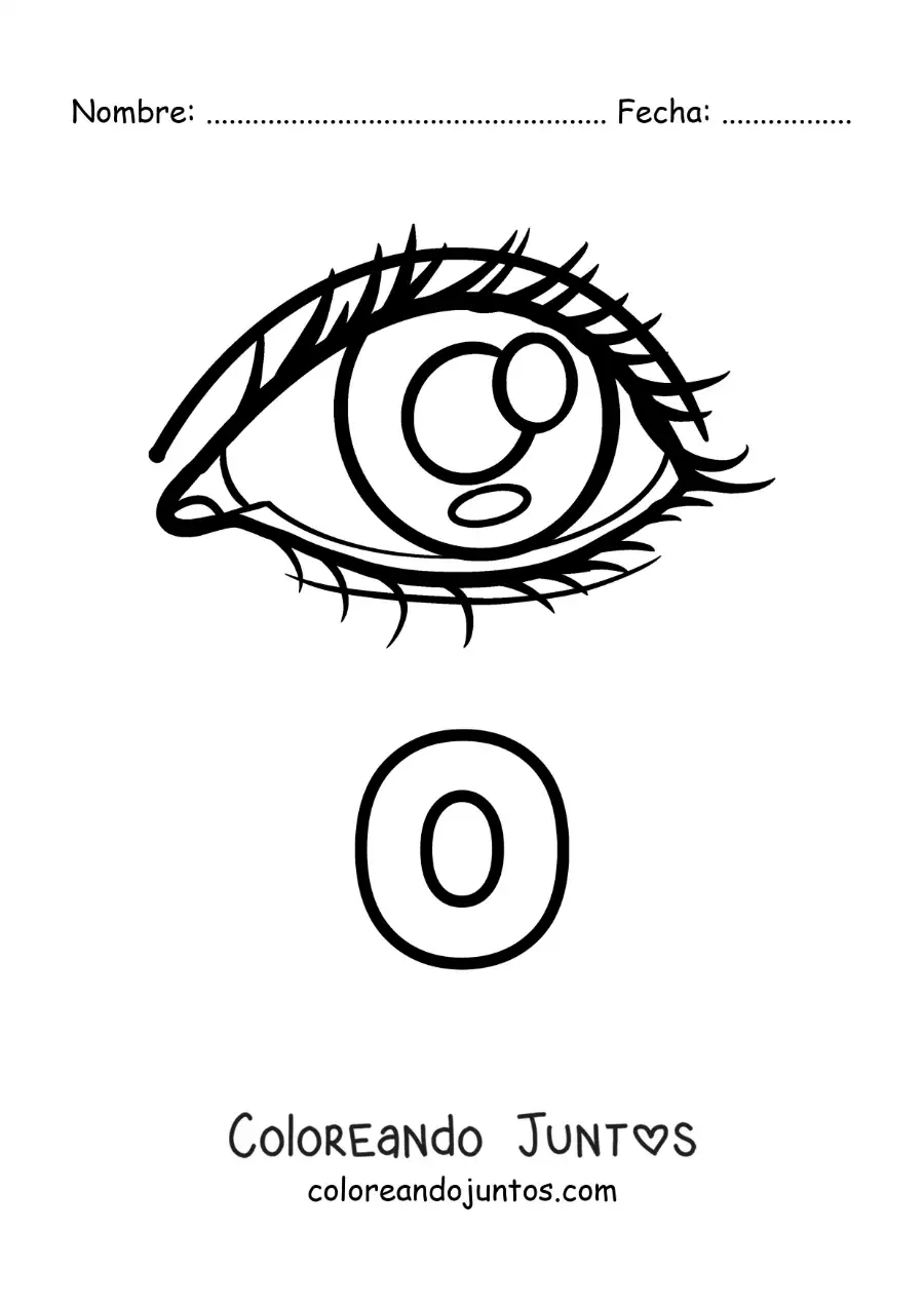 Imagen para colorear de la letra o de ojo