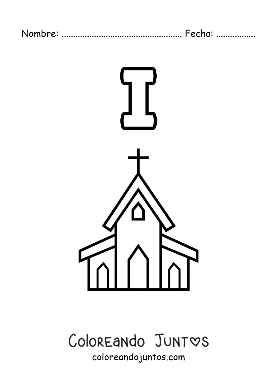 Imagen para colorear de la letra i de iglesia
