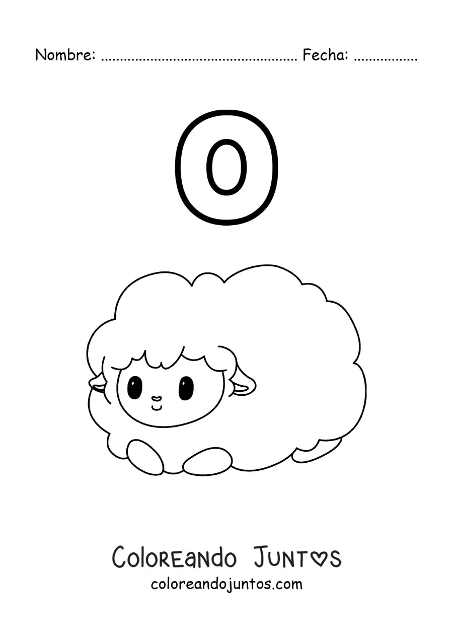 Imagen para colorear de la letra o de oveja