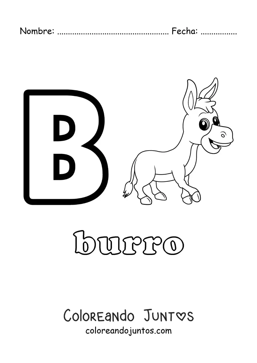 Letra B de burro | Coloreando Juntos