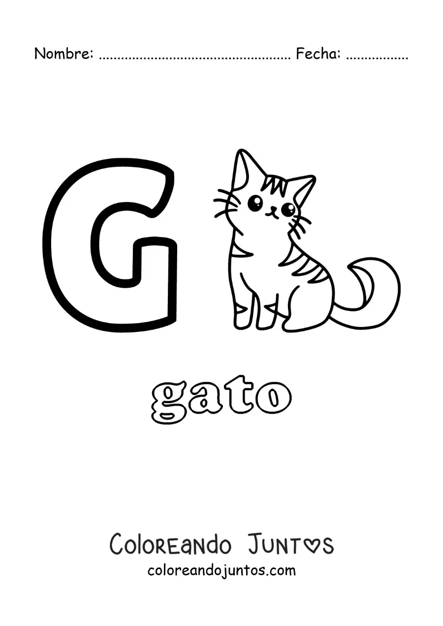 Imagen para colorear de la letra g de gato