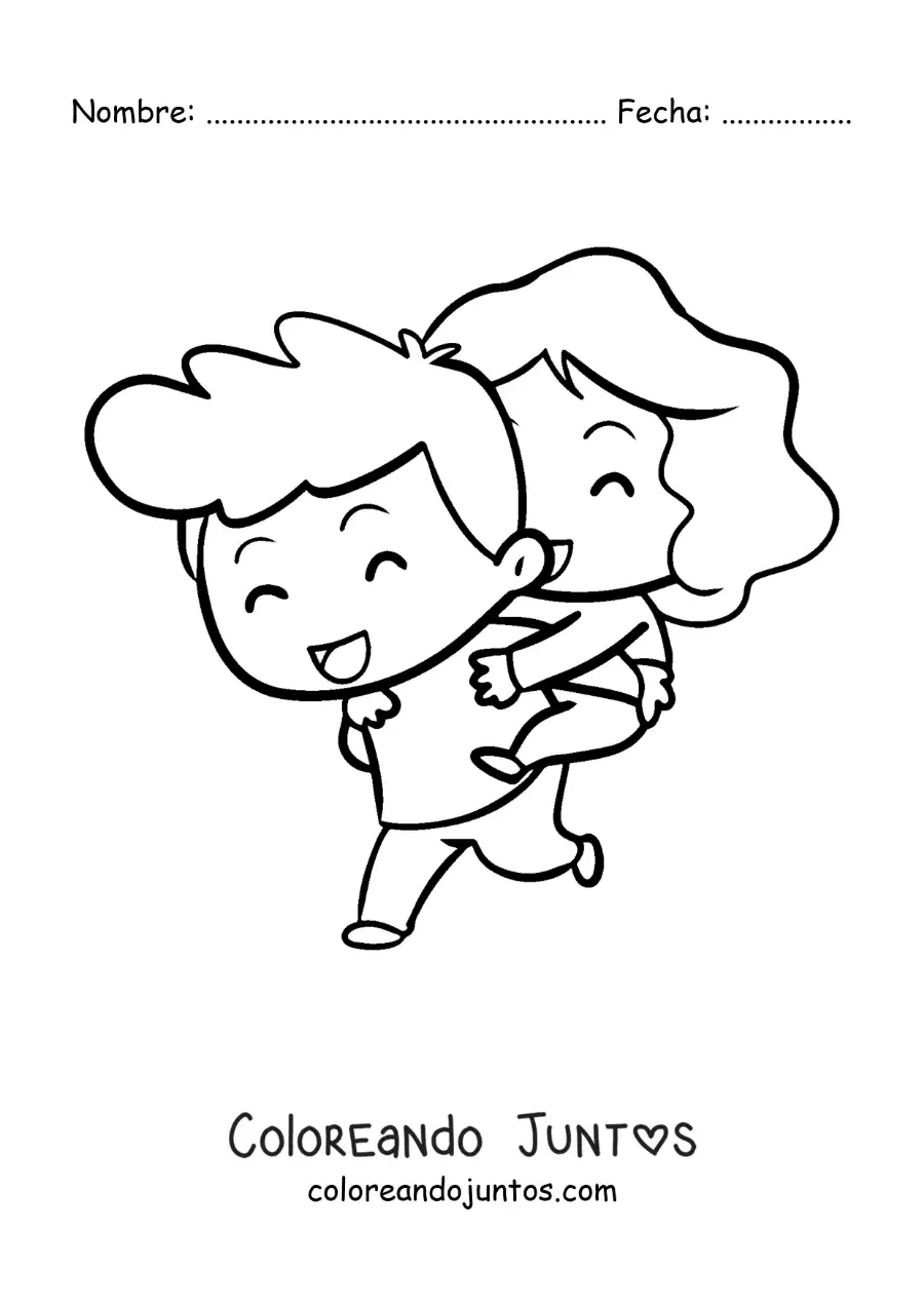 Imagen para colorear de chico cargando a su novia
