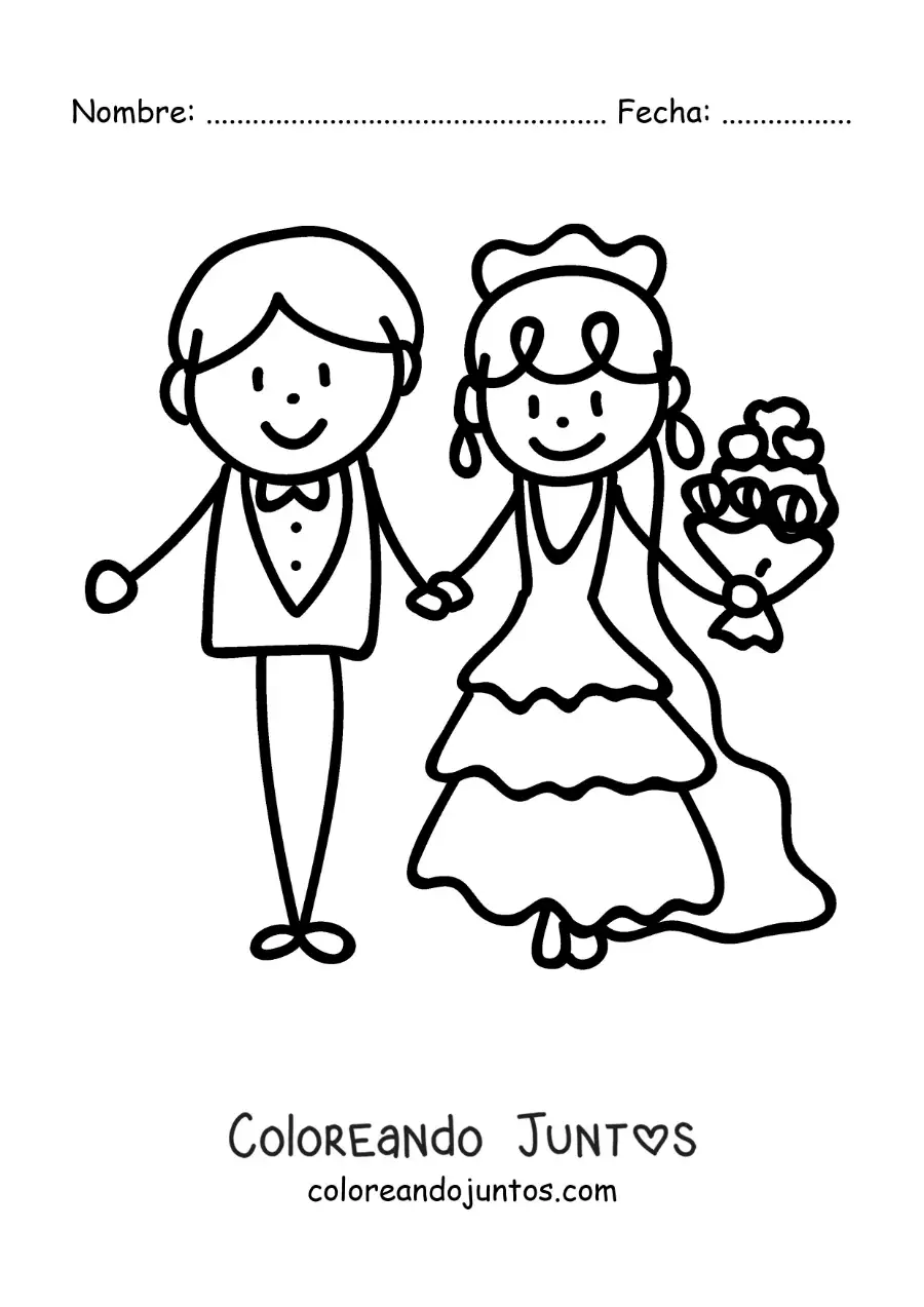 Imagen para colorear de boda animada