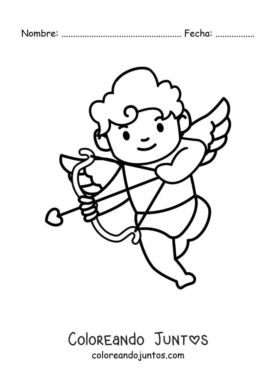 Imagen para colorear de caricatura de cupido bebé flechando