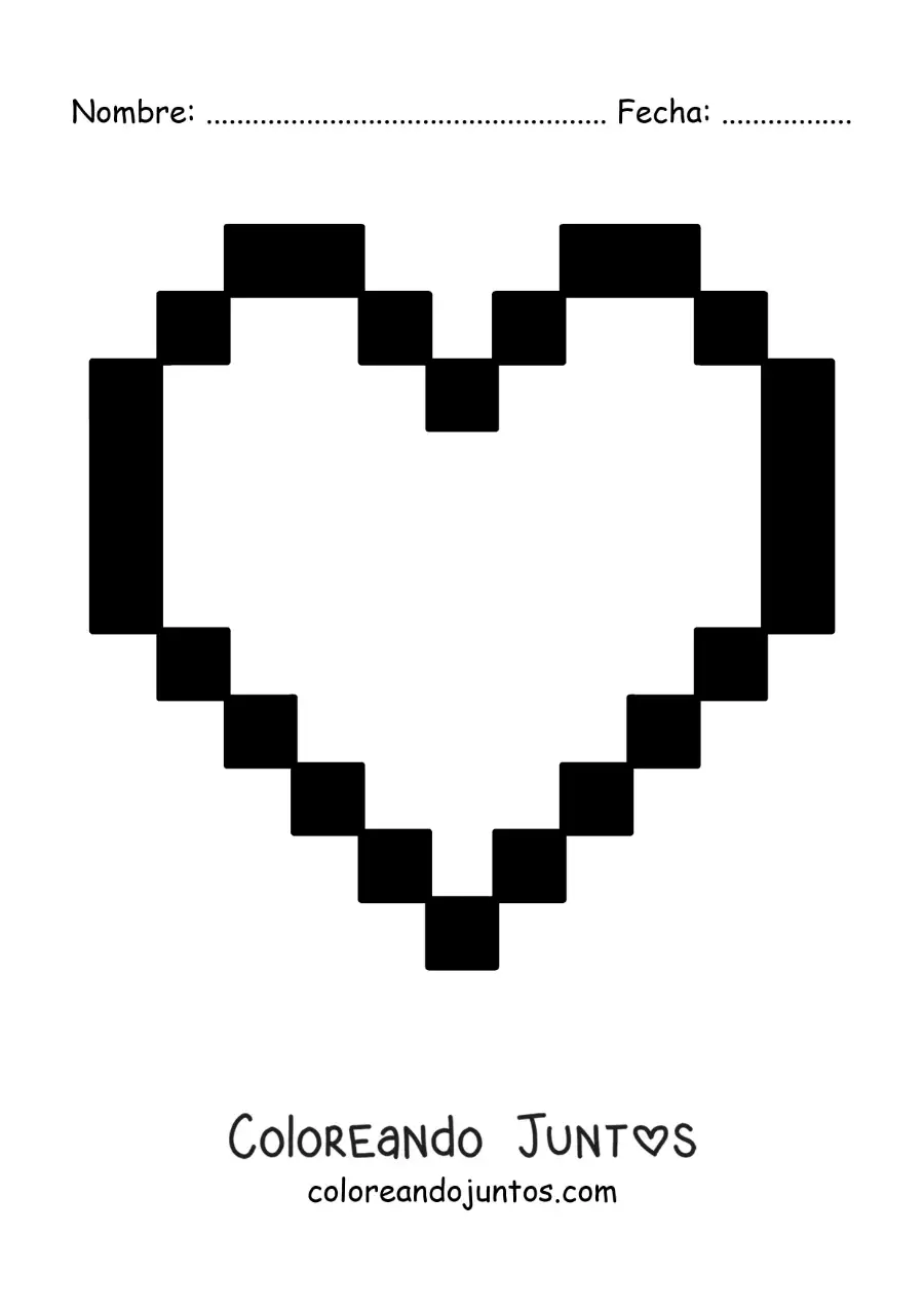Imagen para colorear de corazón pixelado