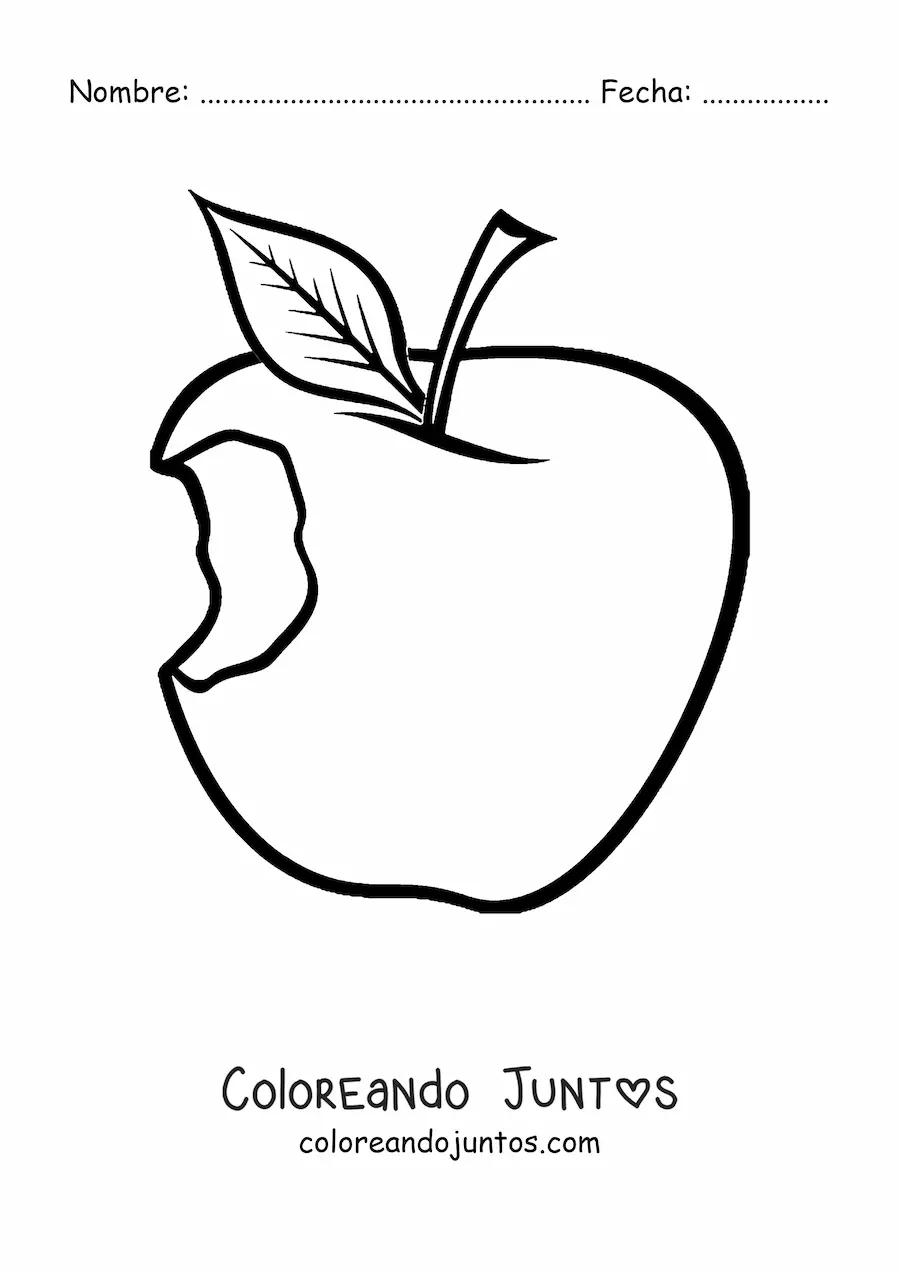 Imagen para colorear de una manzana mordida