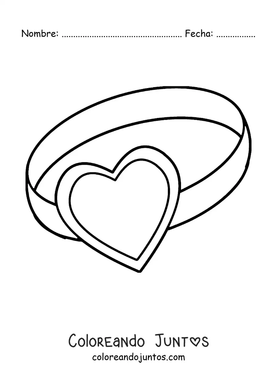 Imagen para colorear de anillo de corazón