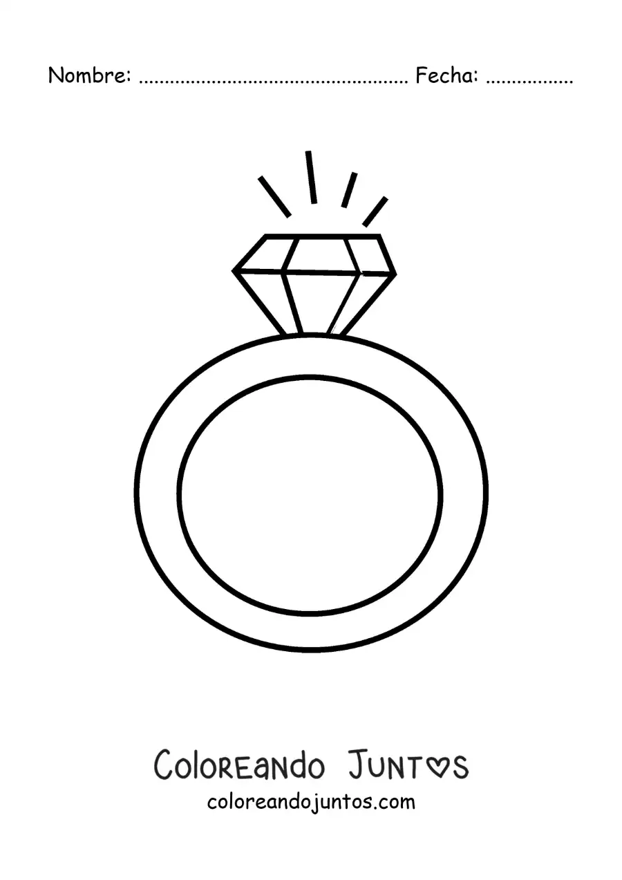 Imagen para colorear de anillo de diamante sencillo