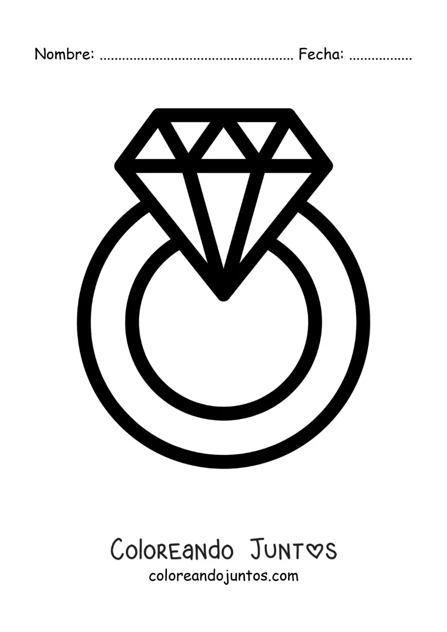 Imagen para colorear de anillo de diamante fácil