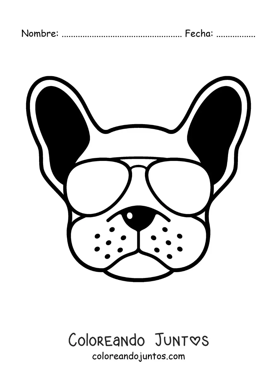 Imagen para colorear de perro animado con lentes facheros