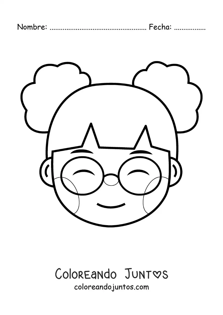 Imagen para colorear de niña animada con lentes