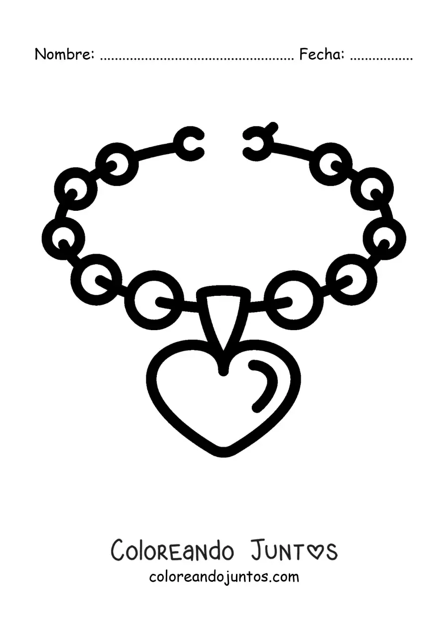 Imagen para colorear de collar de corazón para niñas