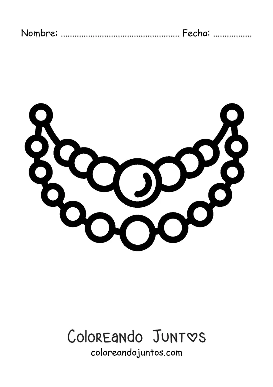 Imagen para colorear de collar de perlas fácil
