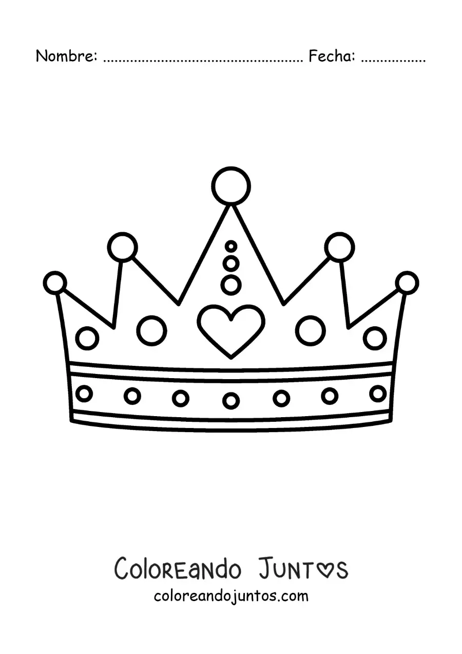 Imagen para colorear de corona de princesa