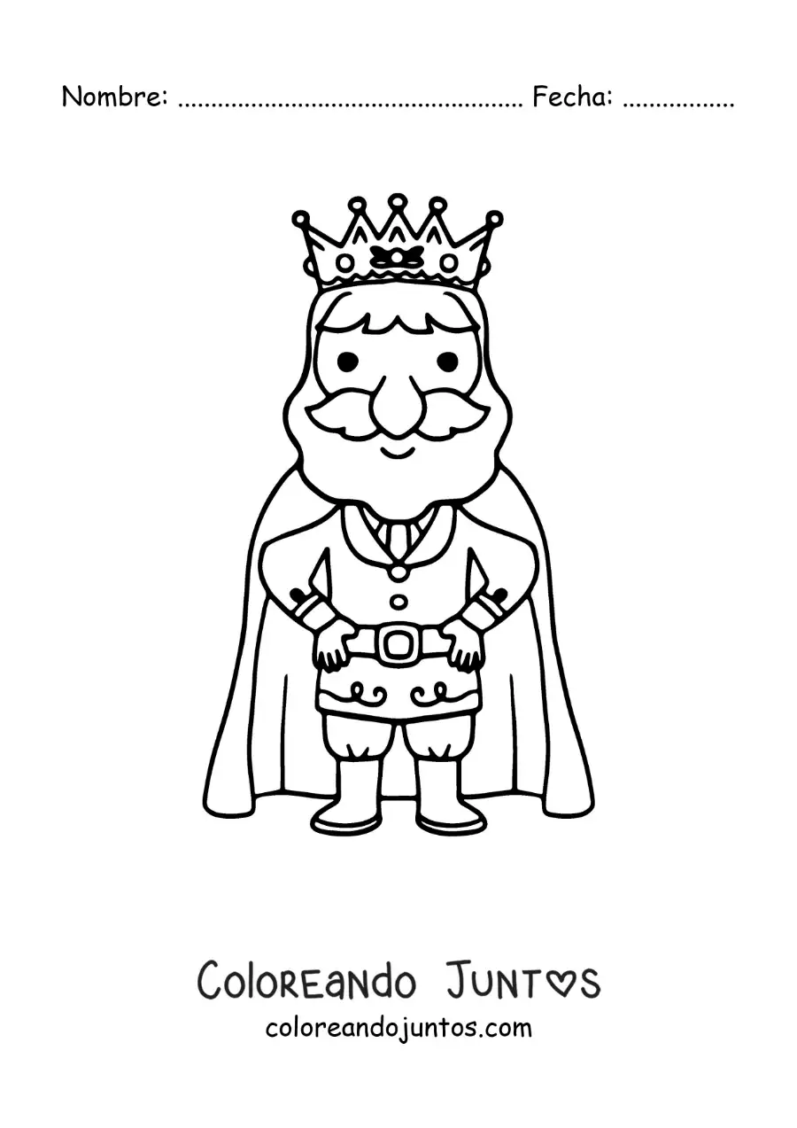 Imagen para colorear de rey animado con su corona