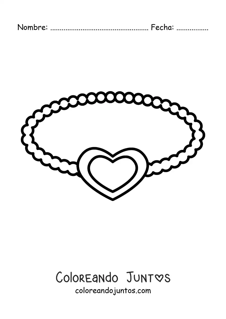 Imagen para colorear de pulsera de corazón para amigas